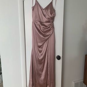 Revelry Rory Satin Dress- Rose Quartz